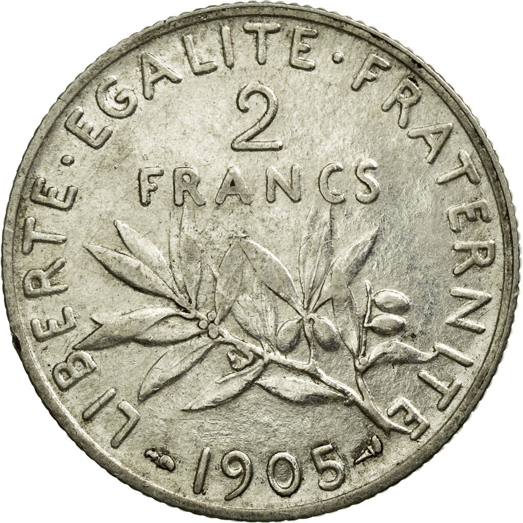 Coin, France, Semeuse, 2 Francs, 1905, AU(50-53), Silver, Gadoury:532