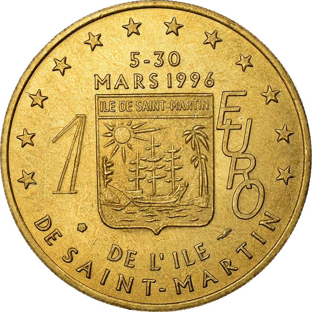 France, Medal, 1 Euro de l'Ile de Saint-Martin, 1996, MS(65-70)