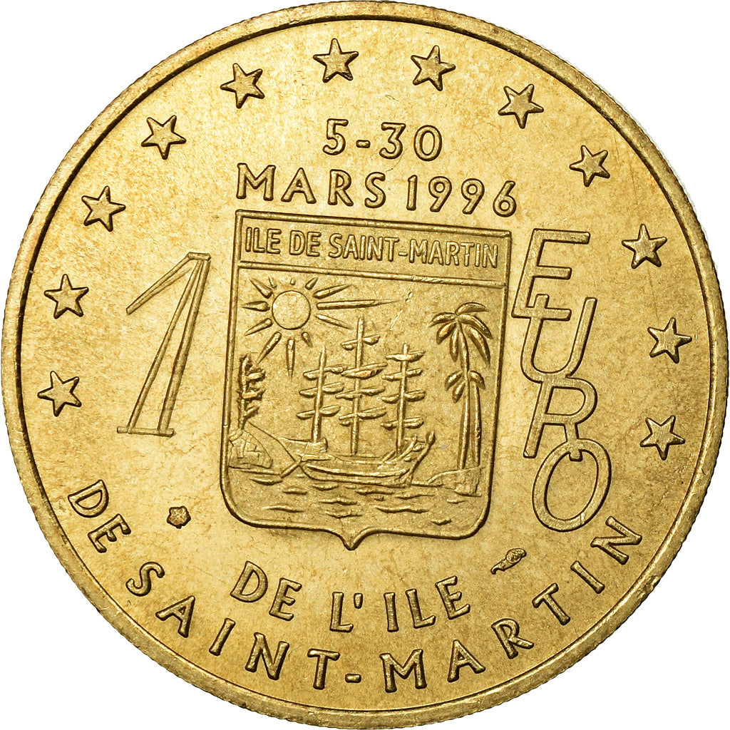 France, Medal, 1 Euro de l'Ile de Saint-Martin, 1996, MS(65-70)