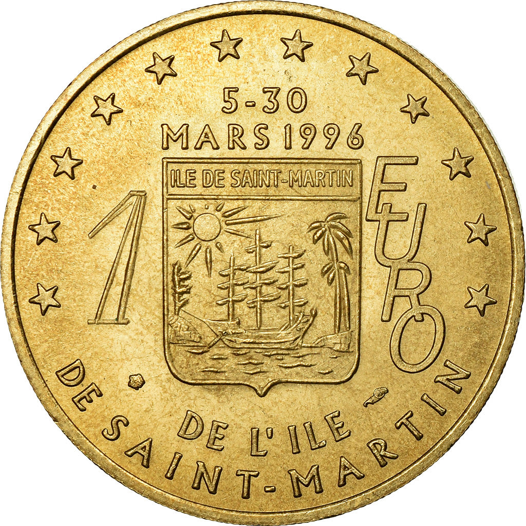 France, Medal, 1 Euro de l'Ile de Saint-Martin, 1996, MS(64)