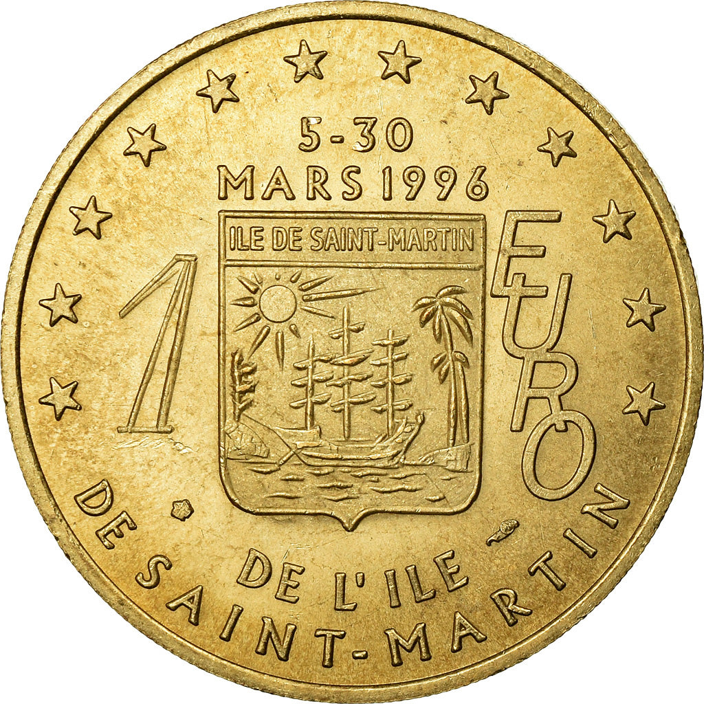 France, Medal, 1 Euro de l'Ile de Saint-Martin, 1996, MS(64)