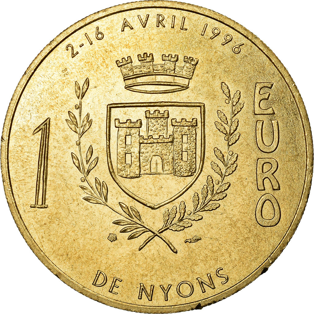 France, Medal, 1 Euro de la Ville de Nyons, 1996, MS(63), Copper-Nickel-Aluminum