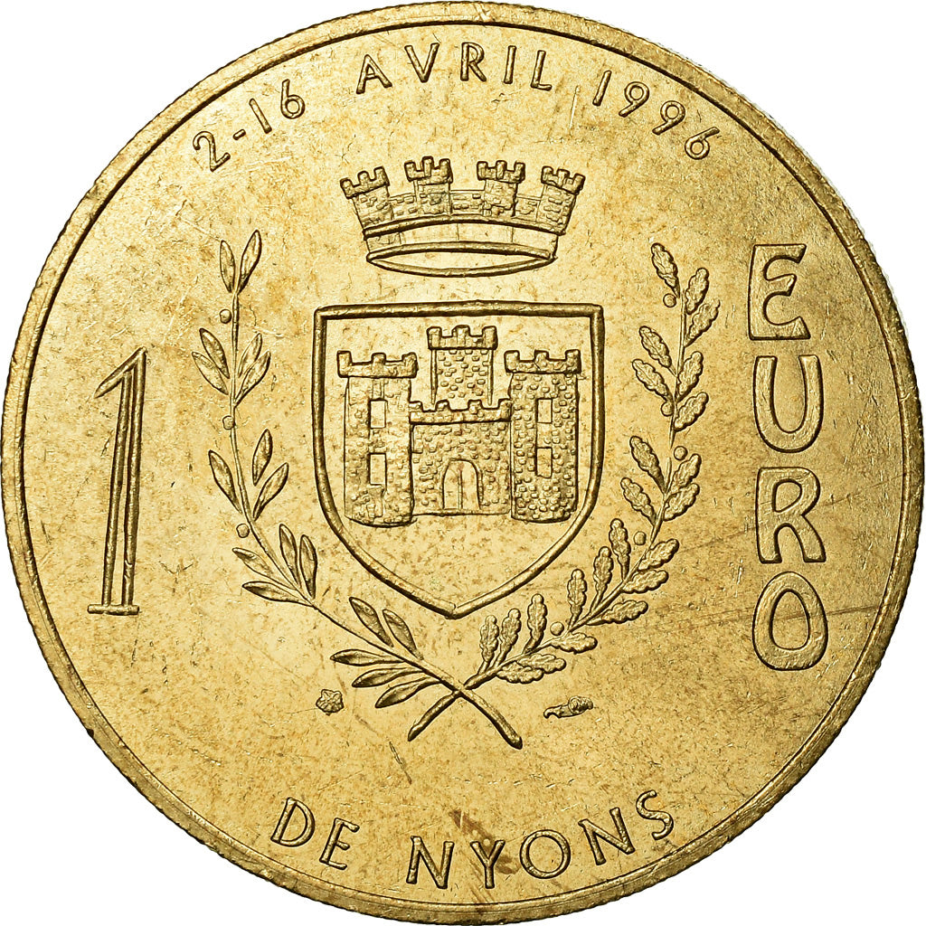 France, Medal, 1 Euro de la Ville de Nyons, 1996, MS(63), Copper-Nickel-Aluminum