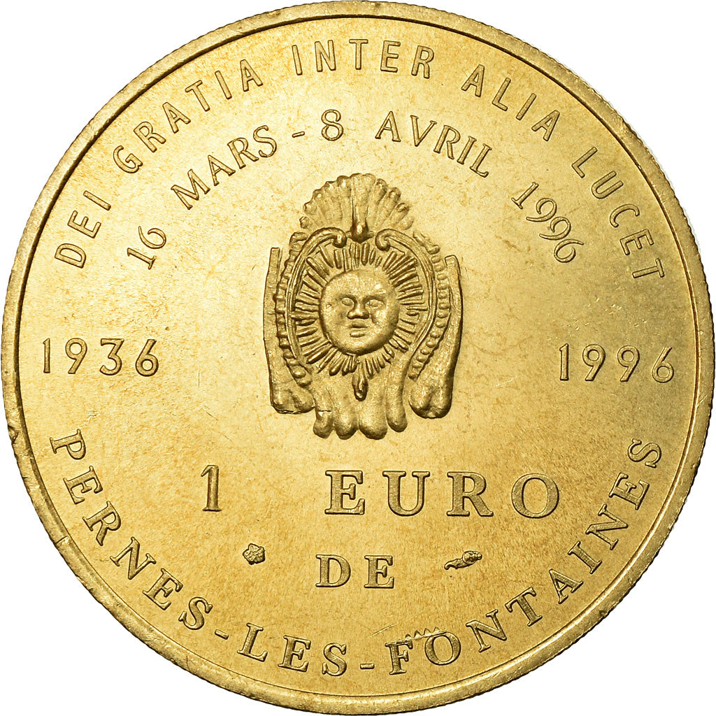 France, Token, 1 Euro de Pernes-les-Fontaines, 1996, MS(65-70)