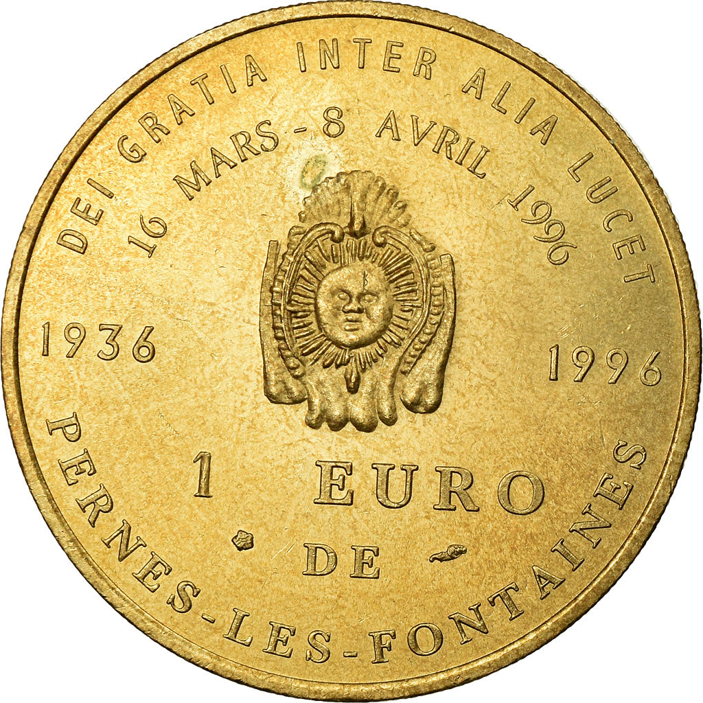 France, Token, 1 Euro de Pernes-les-Fontaines, 1996, MS(63)