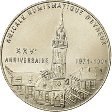 France, Token, 3 Euro Ville d'Evreux, 1996, MS(65-70), Copper-nickel