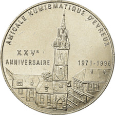 France, Token, 1 Euro Ville d'Evreux, 1996, MS(65-70), Copper-nickel