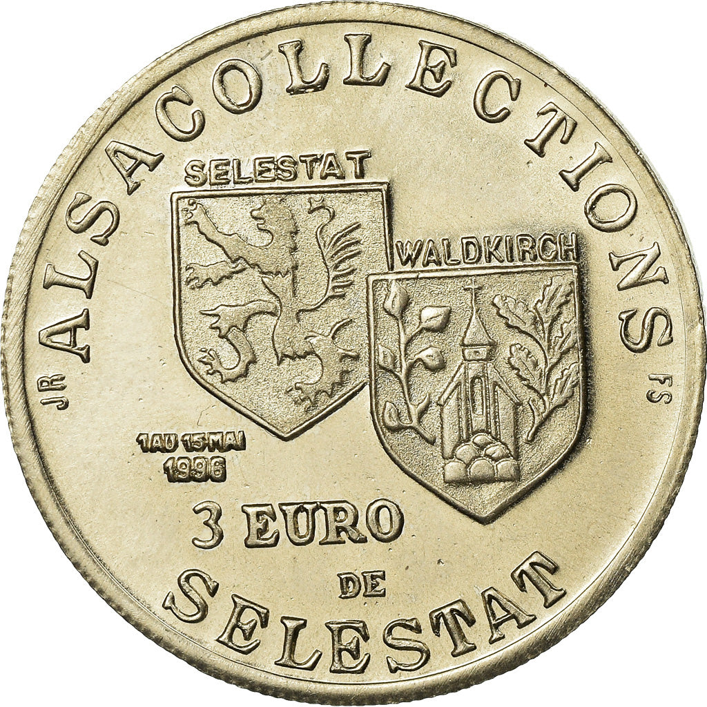 France, Token, 3 Euro de Sélestat, 1996, MS(65-70), Copper-nickel