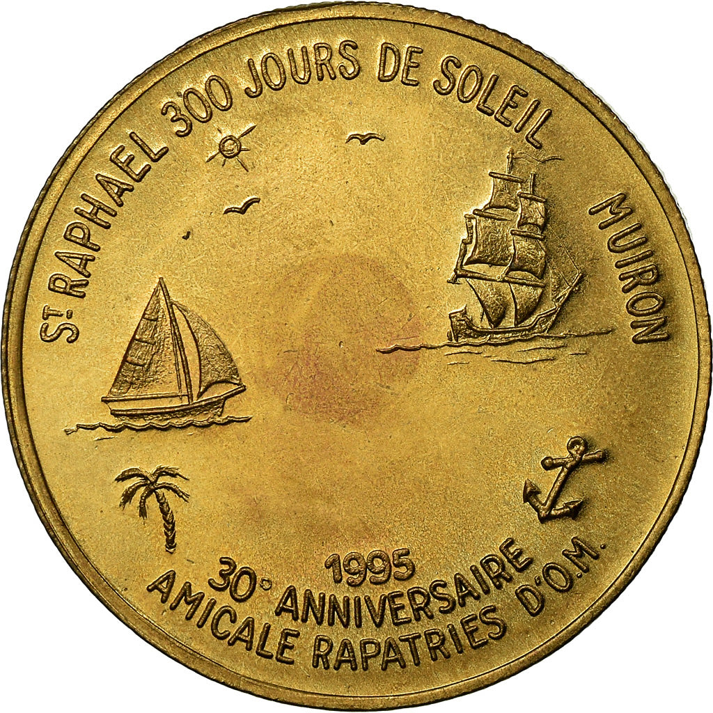 France, Token, 3 Euro de Saint-Raphaël, 1996, MS(64), Copper-Nickel-Aluminum