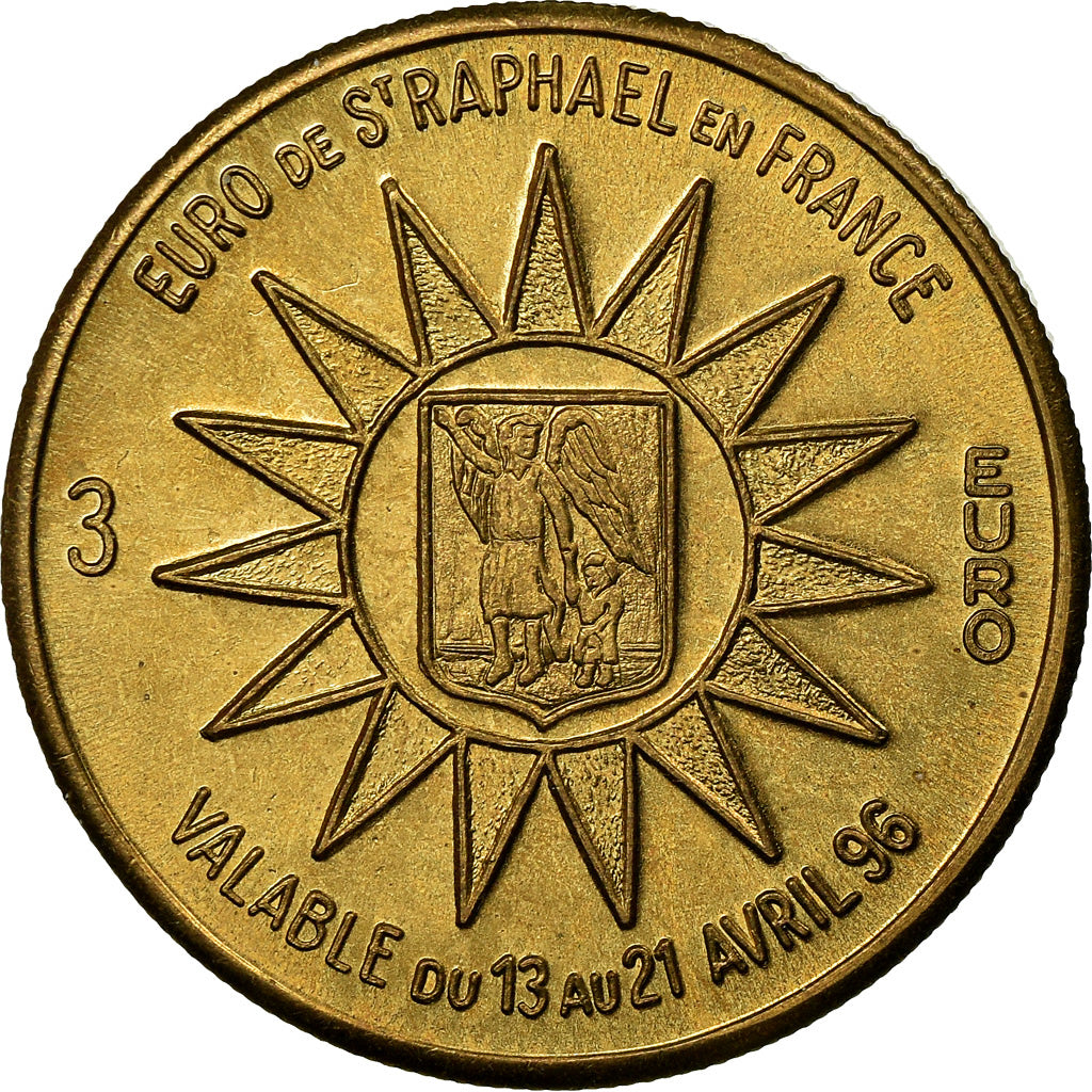 France, Token, 3 Euro de Saint-Raphaël, 1996, MS(64), Copper-Nickel-Aluminum