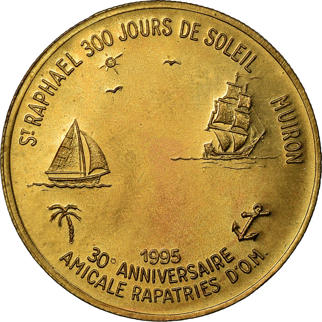 France, Token, 3 Euro de Saint-Raphaël, 1996, MS(65-70), Copper-Nickel-Aluminum