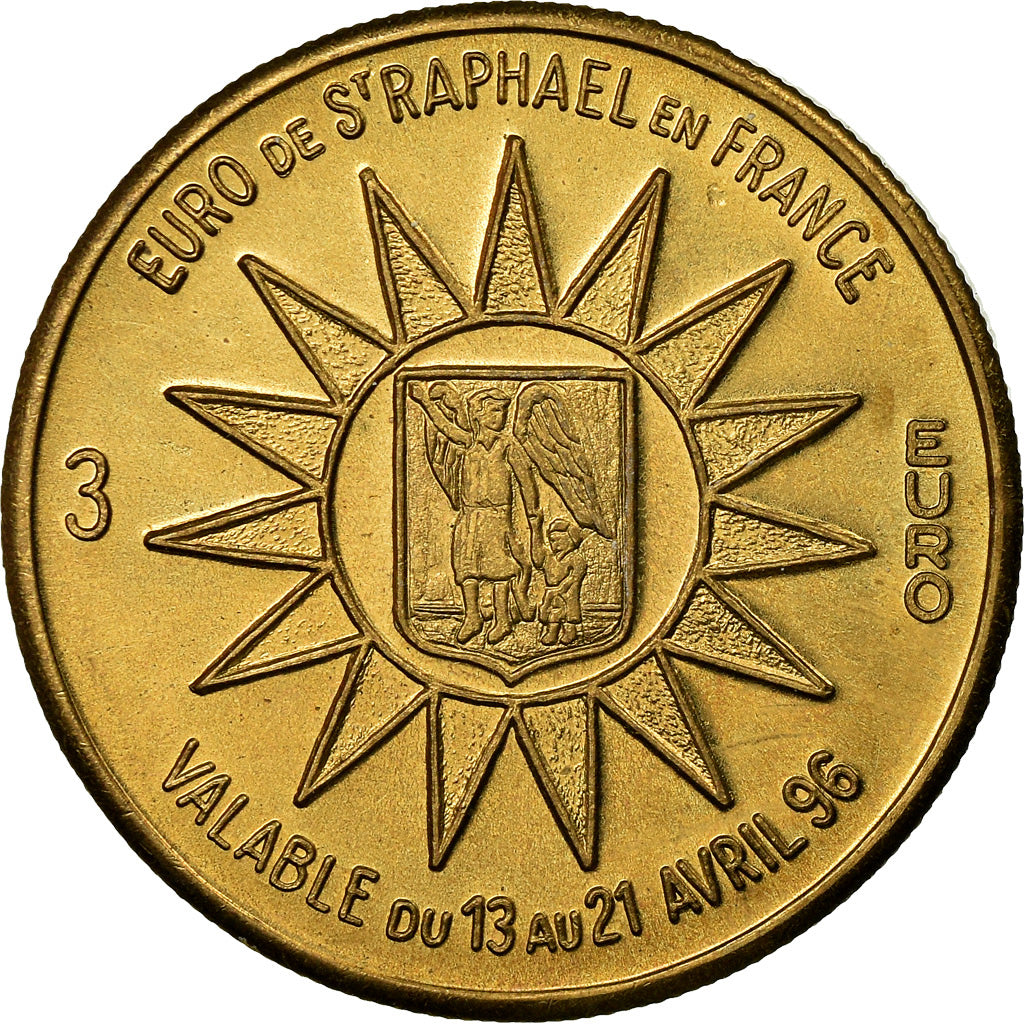 France, Token, 3 Euro de Saint-Raphaël, 1996, MS(65-70), Copper-Nickel-Aluminum