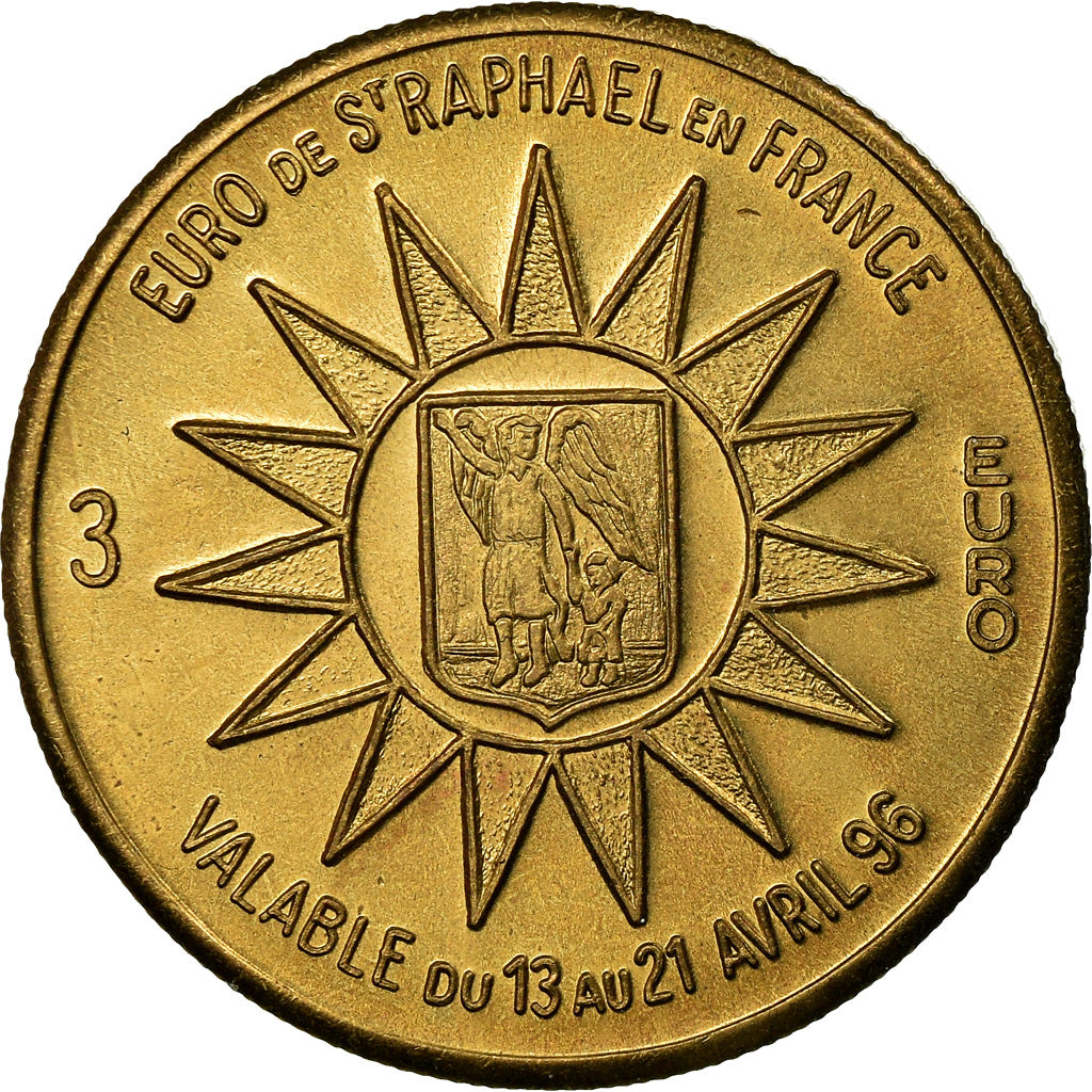 Frankrijk, Token, 3 Euro de Saint-Raphaël, 1996, FDC, Copper-Nickel-Aluminum