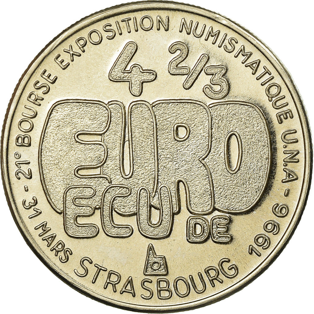 França, Token, 4 2/3 Euro, Ecu de Strasbourg, 1996, MS(65-70), Cobre-níquel