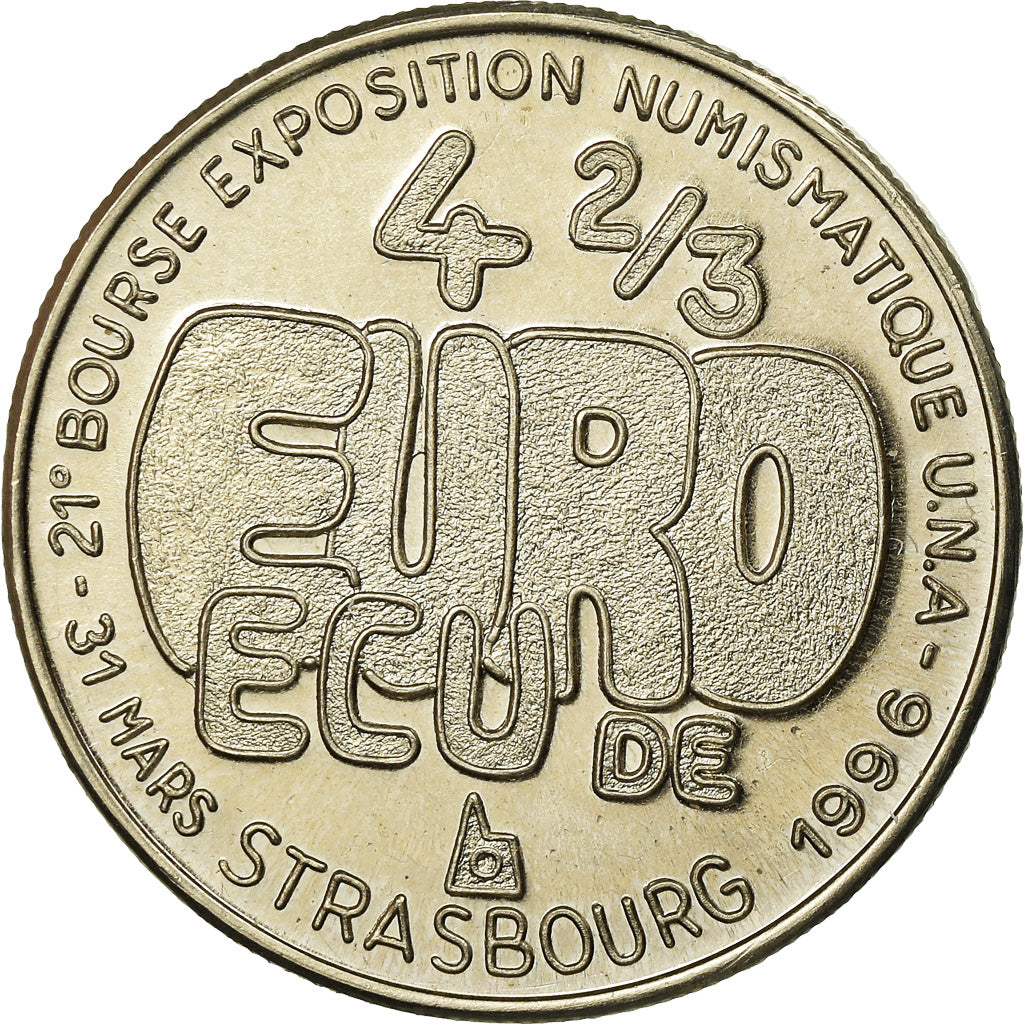 França, Token, 4 2/3 Euro, Ecu de Strasbourg, 1996, MS(65-70), Cobre-níquel