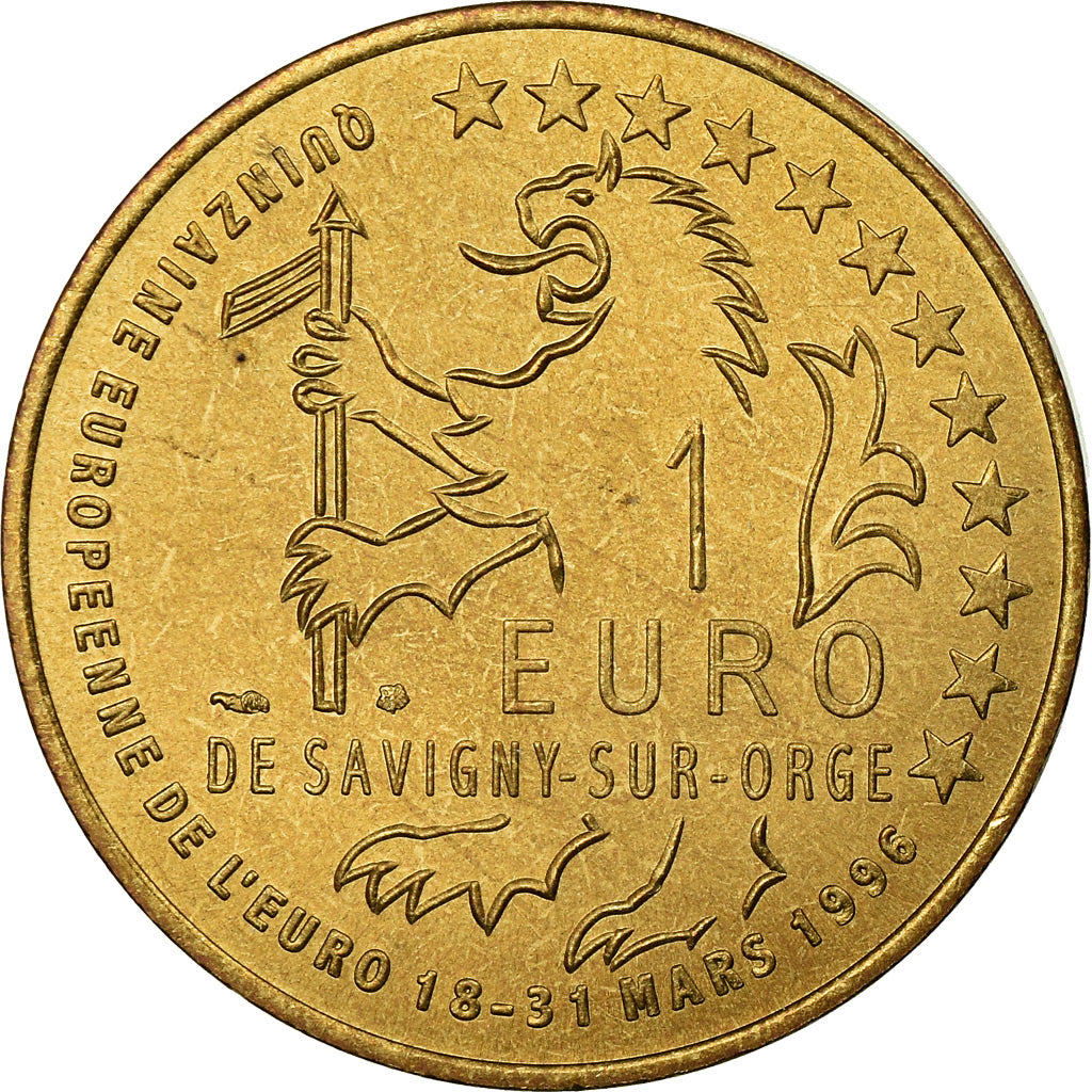 France, Token, 1 Euro de Savigny-sur-Orge, 1996, MS(64), Copper-Nickel-Aluminum