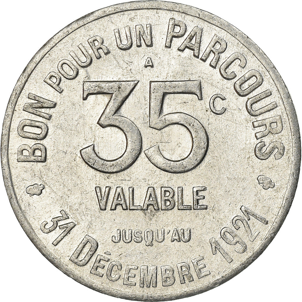 France, Token, 35 Centimes, Transports en Commun, Paris, 1921, AU(55-58)