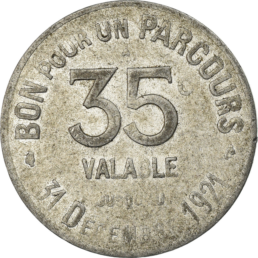 France, Jeton, 35 Centimes, Transports en Commun, Paris, 1921, TTB, Aluminium