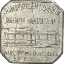 France, Jeton, 25 Centimes, Transports en Commun, Paris, 1921, TTB, Aluminium