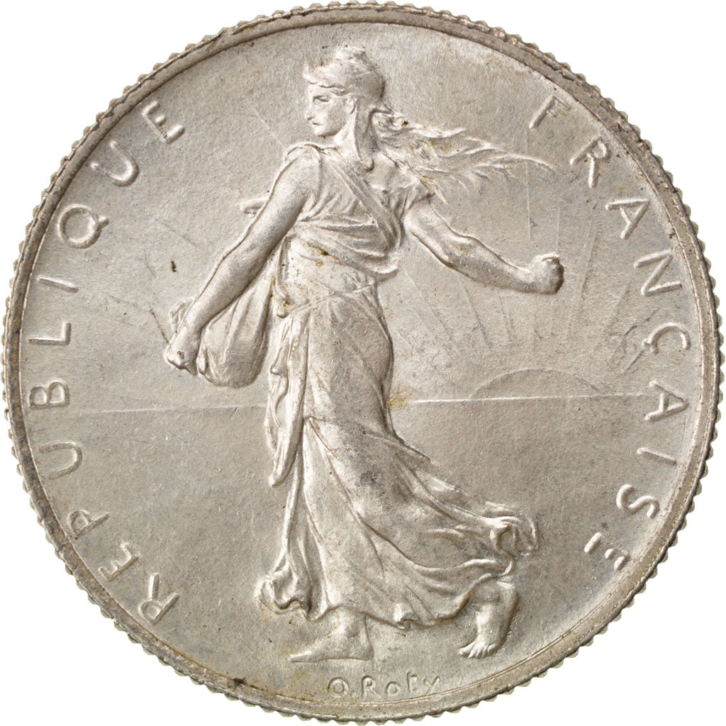 FRANCE, Semeuse, 2 Francs, 1915, Paris, KM #845.1, AU(50-53), Silver, 27,...