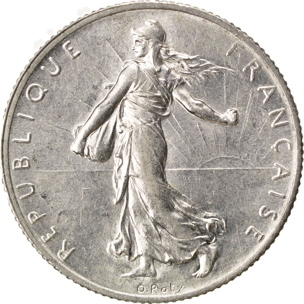 FRANCE, Semeuse, 2 Francs, 1915, Paris, KM #845.1, MS(60-62), Silver, 27,...
