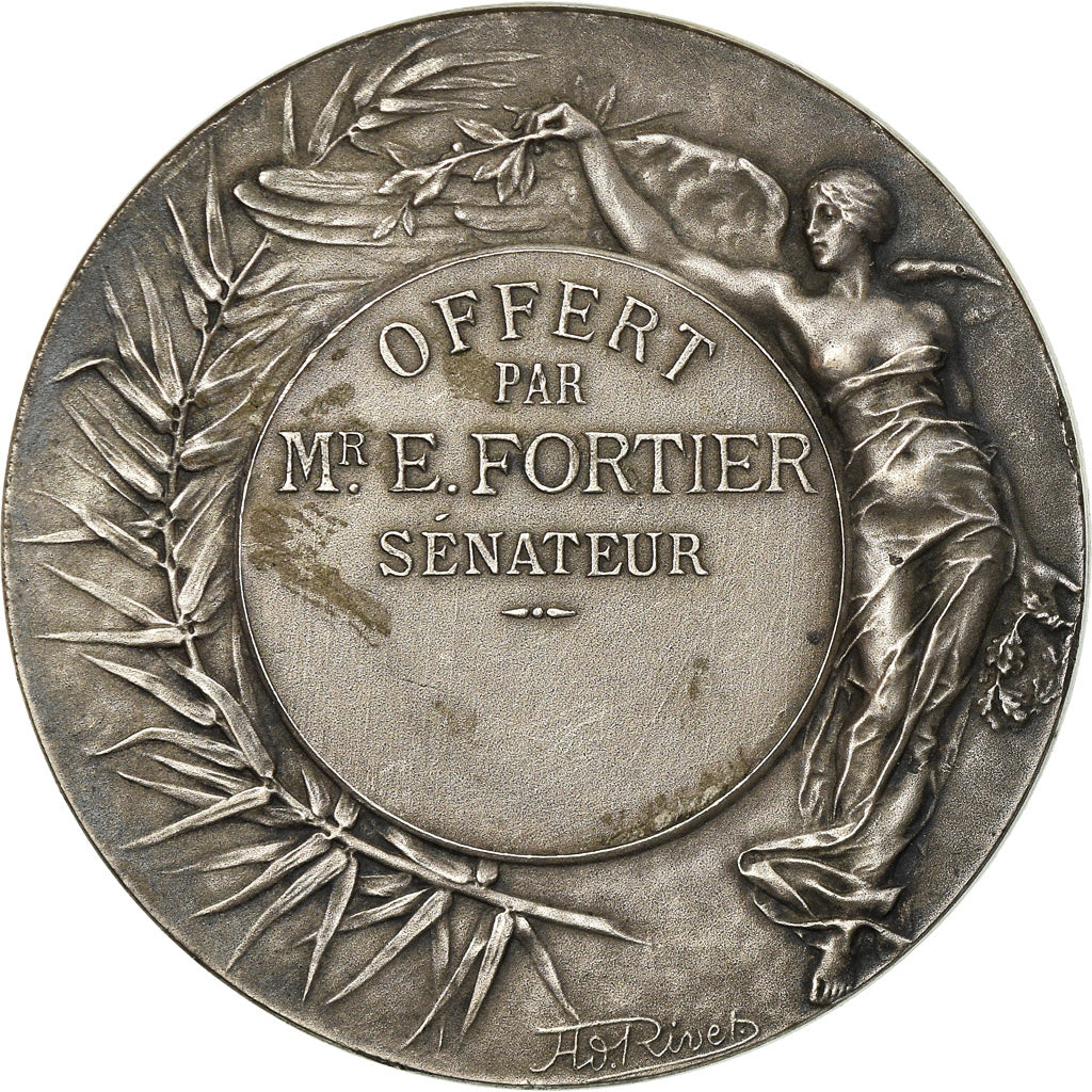 Francia, medalla, Marianne Casquée, Offert par Mr Fortier, Sénateur, Bottée