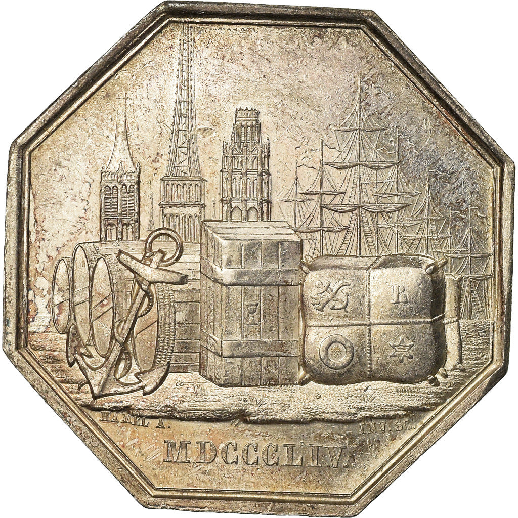 France, Token, Savings Bank, Comptoir d'Escompte de Rouen, 1854, Hamel