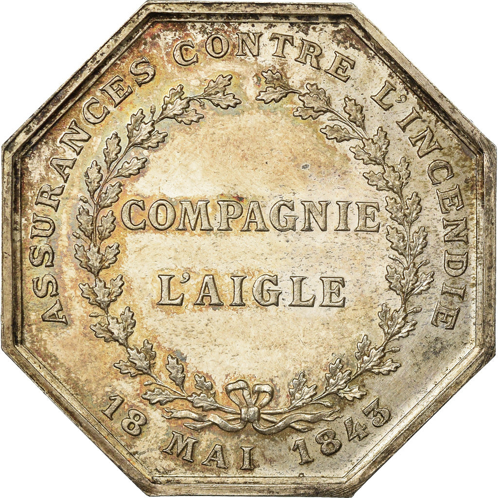 France, Jeton, Insurance, L'aigle, Assurances contre l'Incendie, 1843, Crabbe