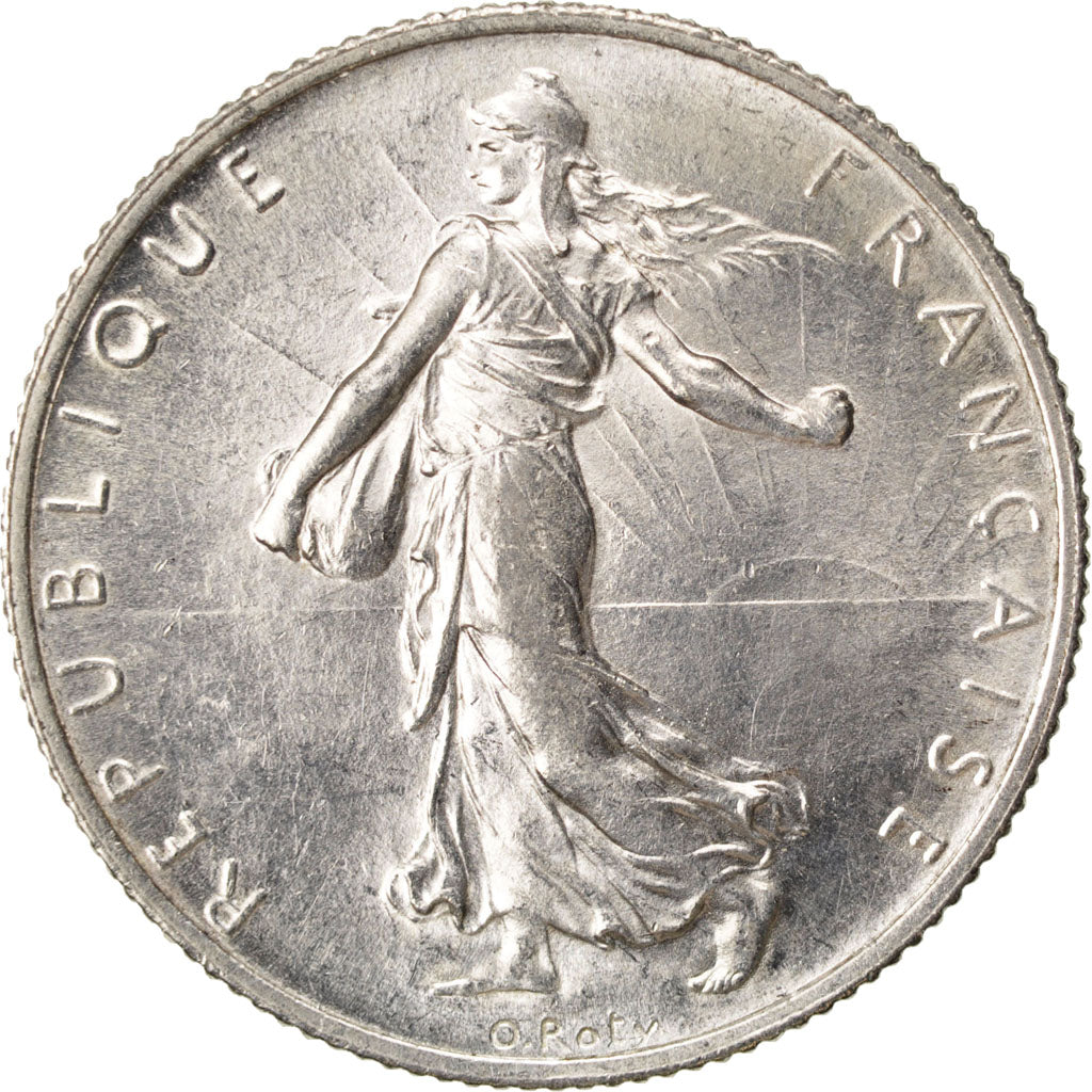 FRANCE, Semeuse, 2 Francs, 1916, Paris, KM #845.1, MS(60-62), Silver, 27,...