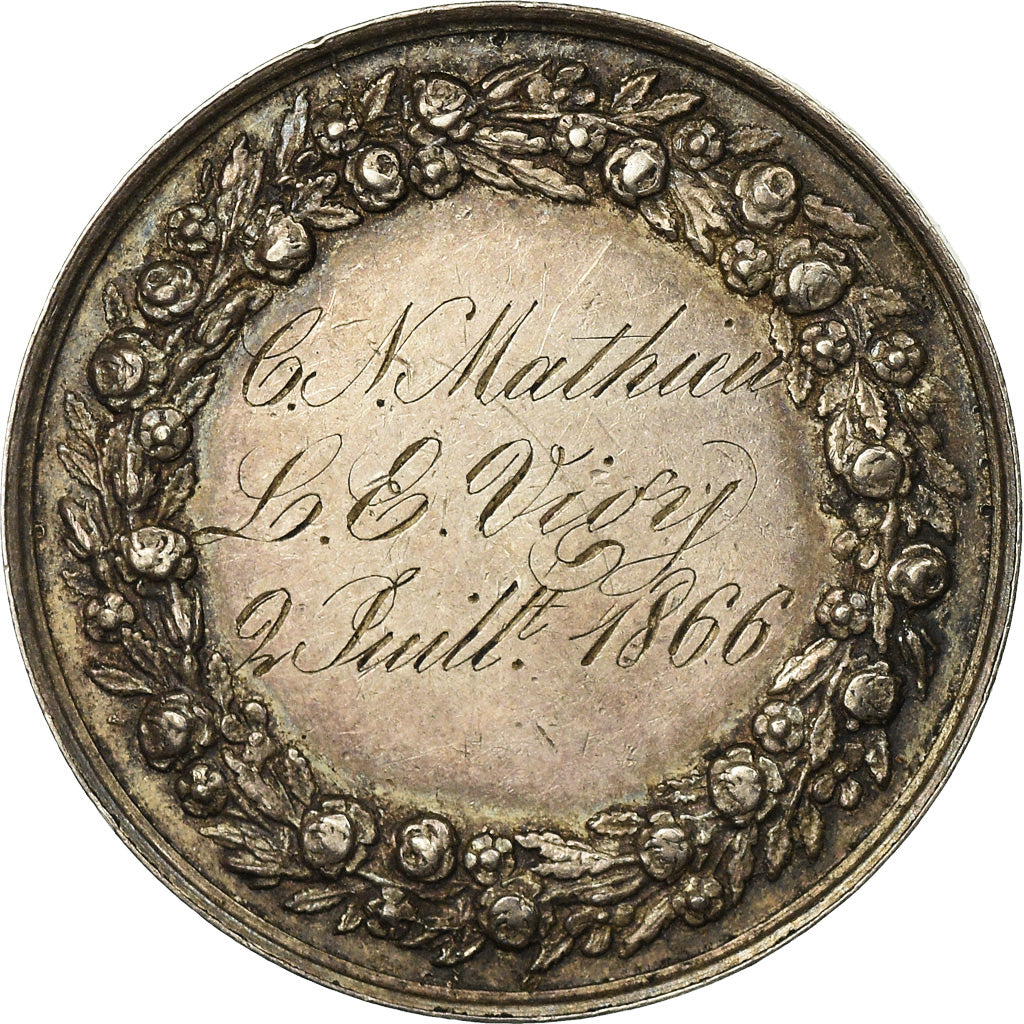 Francia, medalla, Mariage Chrétien, Religions & beliefs, 1866, Pingret, MBC+
