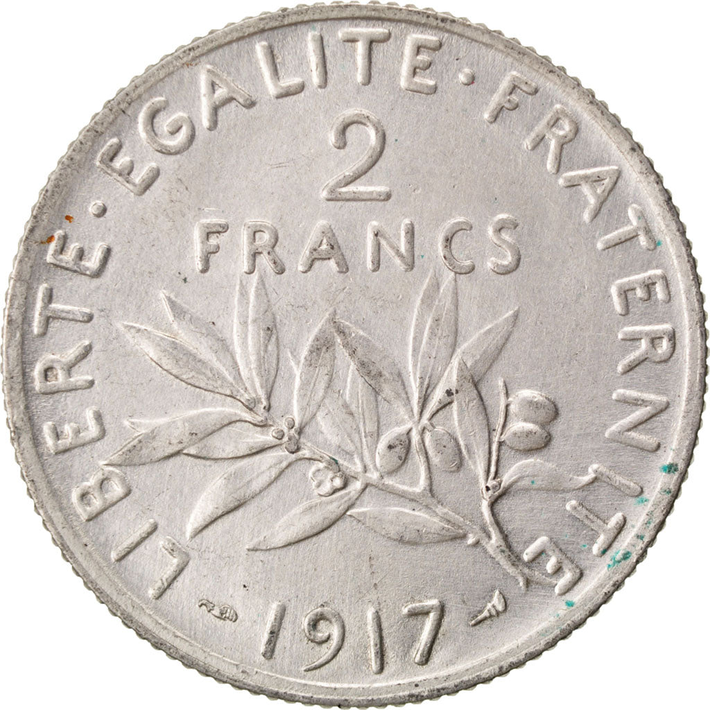 Coin, France, Semeuse, 2 Francs, 1917, AU(55-58), Silver, Gadoury:532