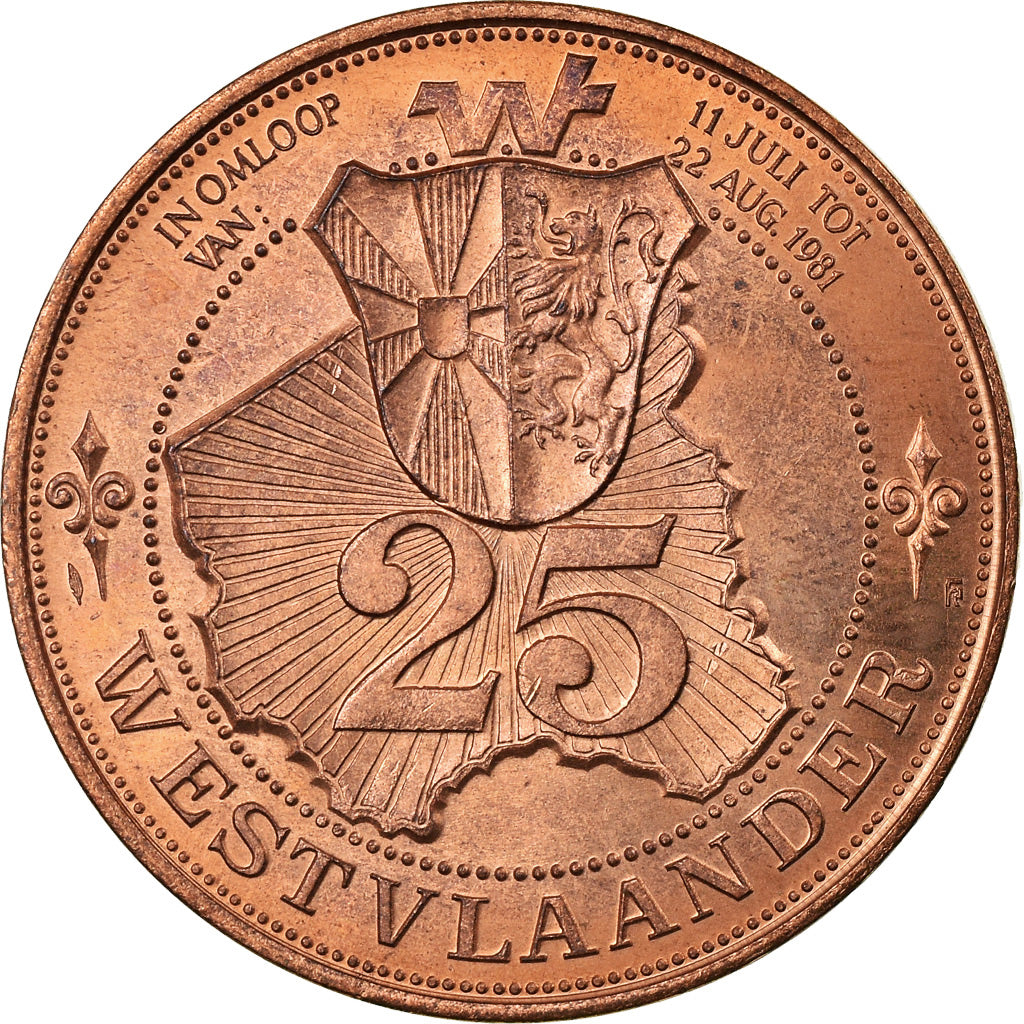 Belgium, Token, Westvlaander, Roeselare-Torhout-Izegem, 1981, MS(64), Copper
