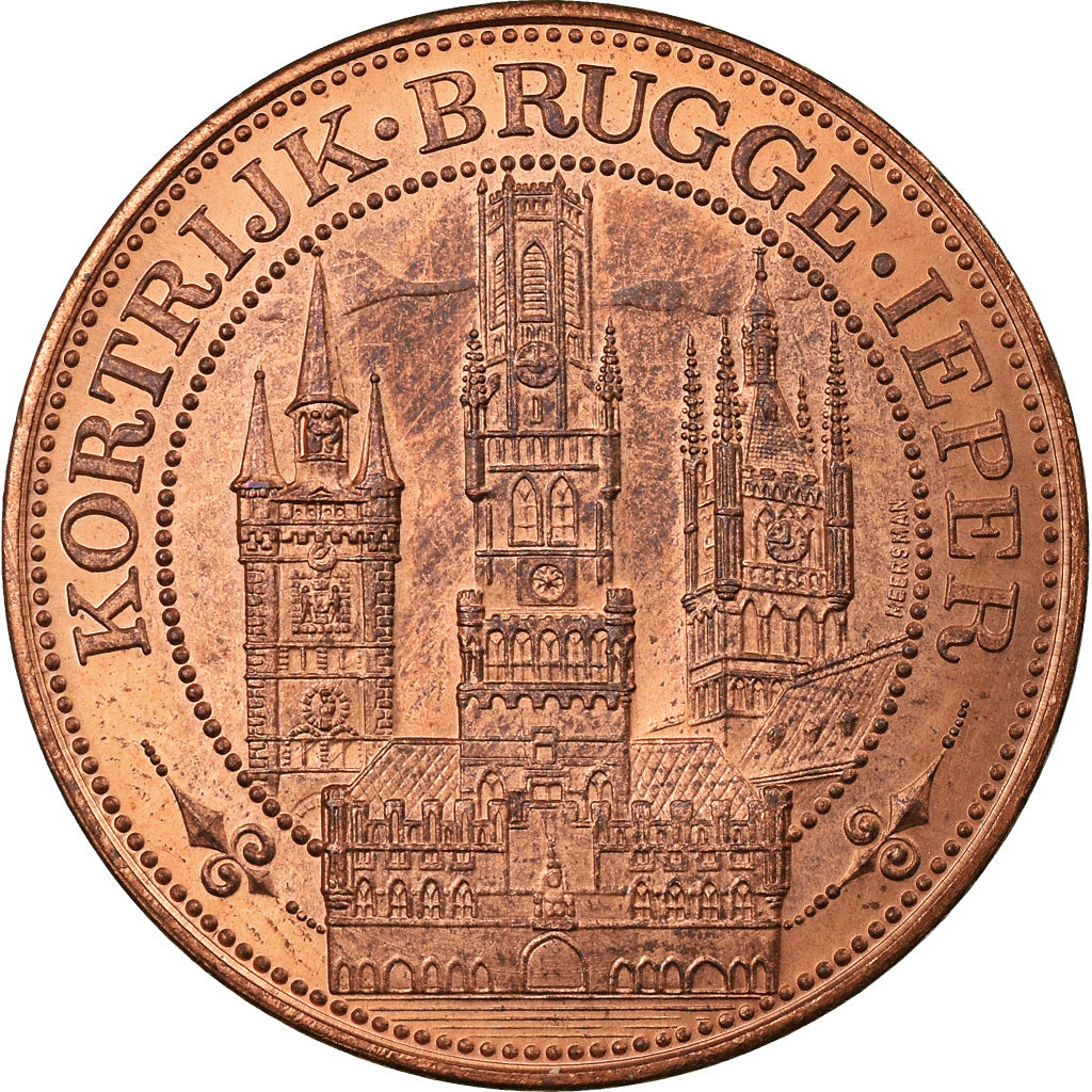Belgium, Token, Westvlaander, Kortrijk-Brugge-Ieper, 1981, MS(64), Copper