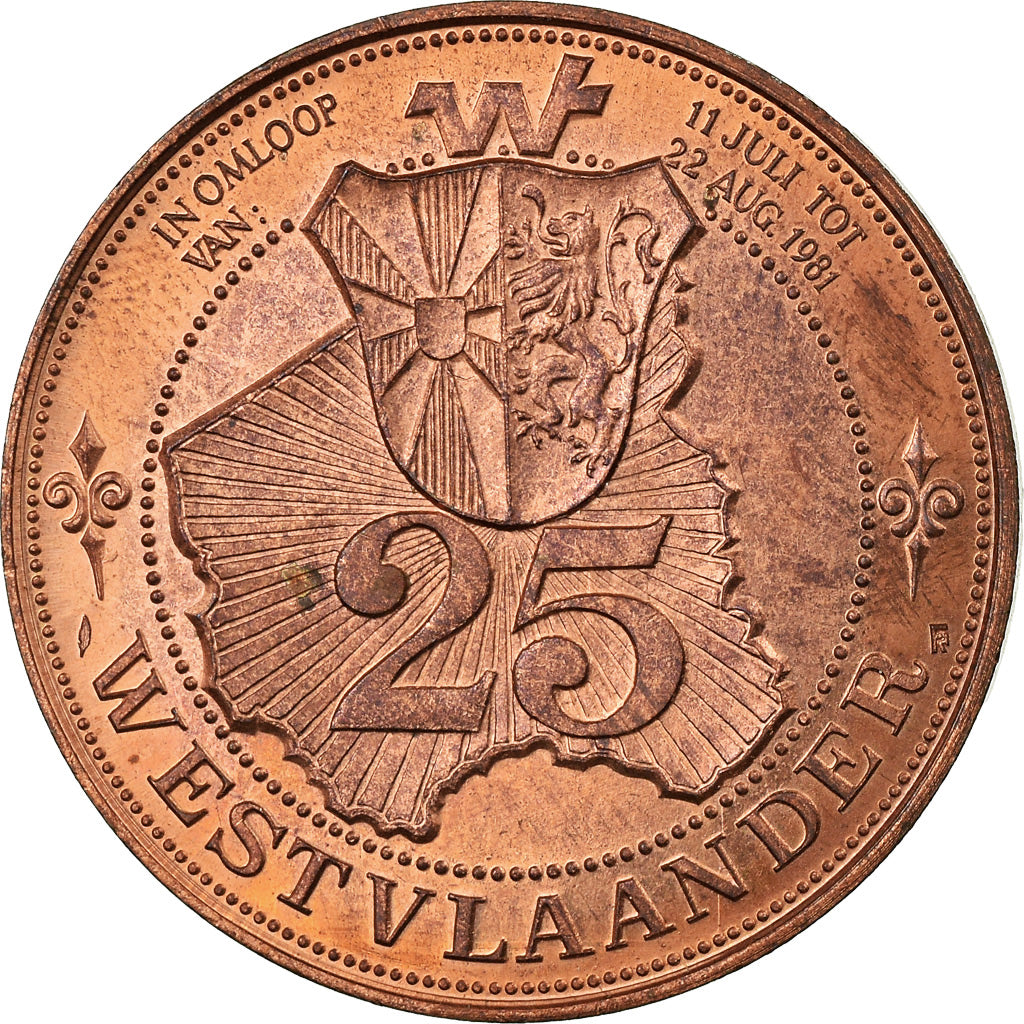 Belgium, Token, Westvlaander, Kortrijk-Brugge-Ieper, 1981, MS(64), Copper