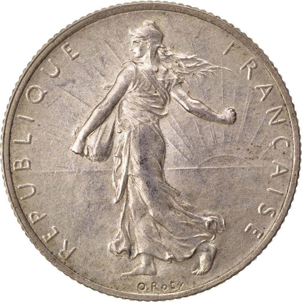 FRANCE, Semeuse, 2 Francs, 1918, Paris, KM #845.1, AU(55-58), Silver, 27,...