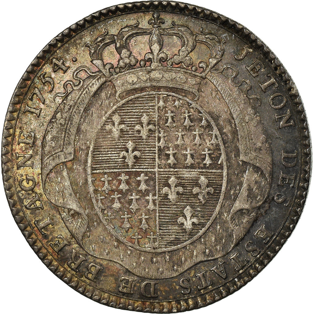 Frankrijk, Token, Louis XV, États de Bretagne, Rennes, 1754, ZF, Zilver