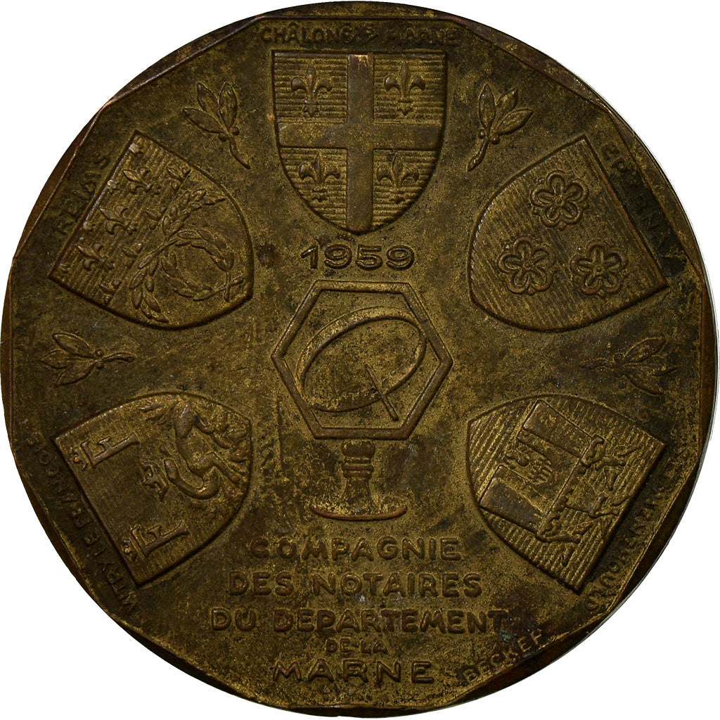 France, Token, Compagnie des Notaires de la Marne, 1959, Cochet, EF(40-45)