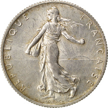 FRANCE, Semeuse, 2 Francs, 1918, Paris, KM #845.1, AU(55-58), Silver, 27,...