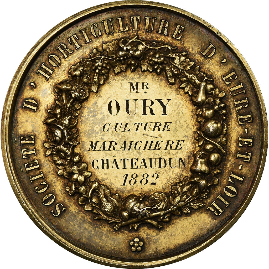 France, Médaille, Société d'Horticulture d'Eure-et-Loir, Chateaudun, 1882