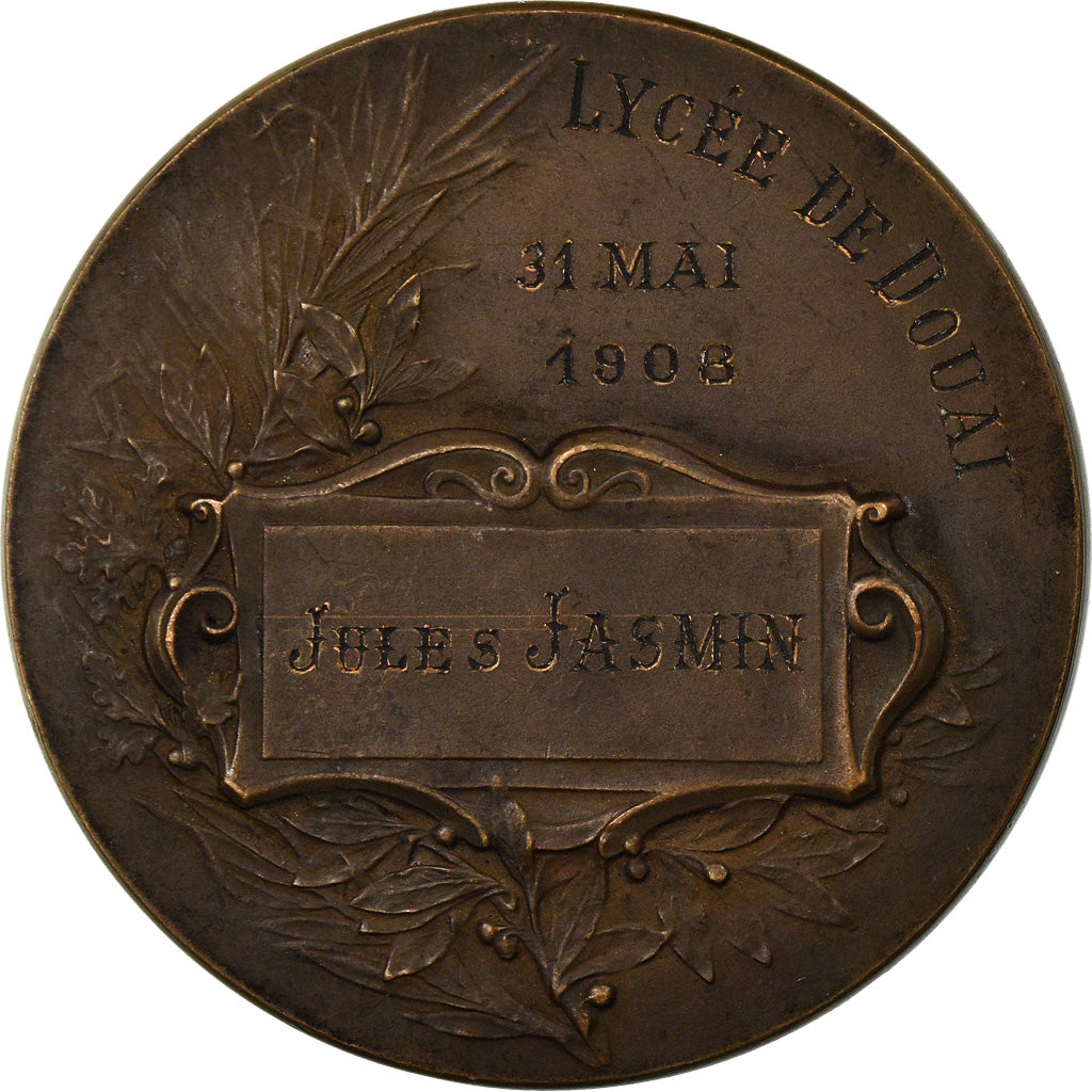 Francia, medalla, Encouragement aux Sports, Lycée de Douai, 1908, Rasumny, EBC