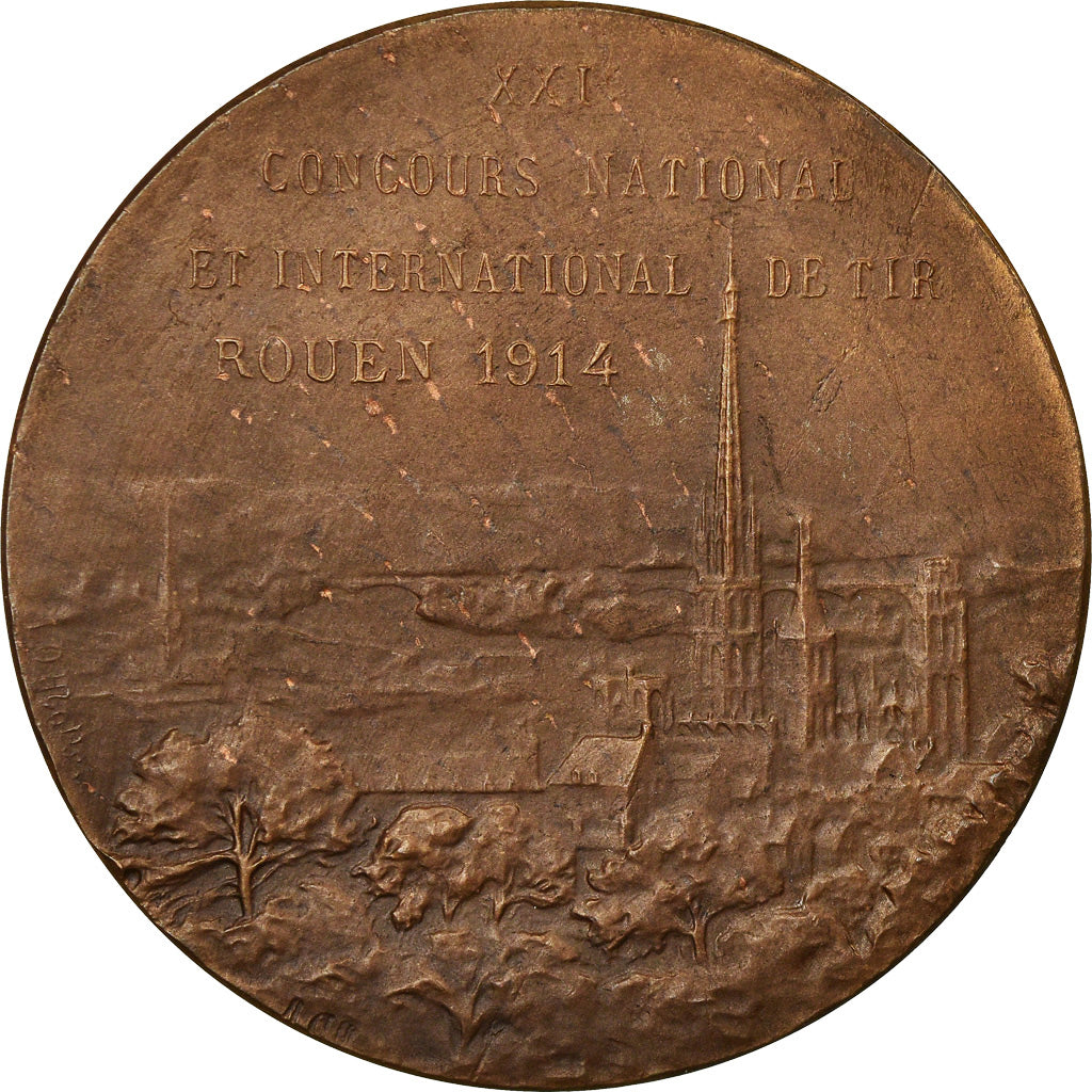 France, Medal, Concours International de Tir de Rouen, 1914, AU(55-58), Bronze