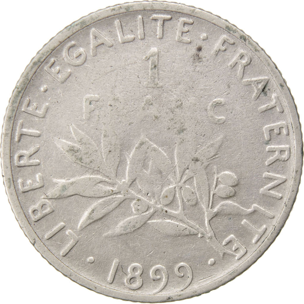 FRANCE, Semeuse, Franc, 1899, Paris, KM #844.1, VF(30-35), Silver, 23, Gadoury..
