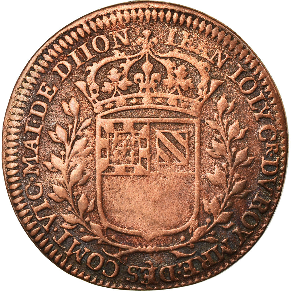 Francia, Token, Louis XIV, Jean Joly, Maire de Dijon, History, 1667, MBC, Cobre