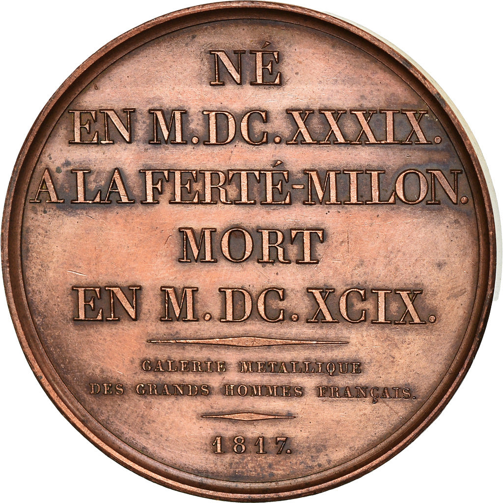 France, Medal, Galerie des Grands Hommes, Jean Racine, History, 1817, Andrieu