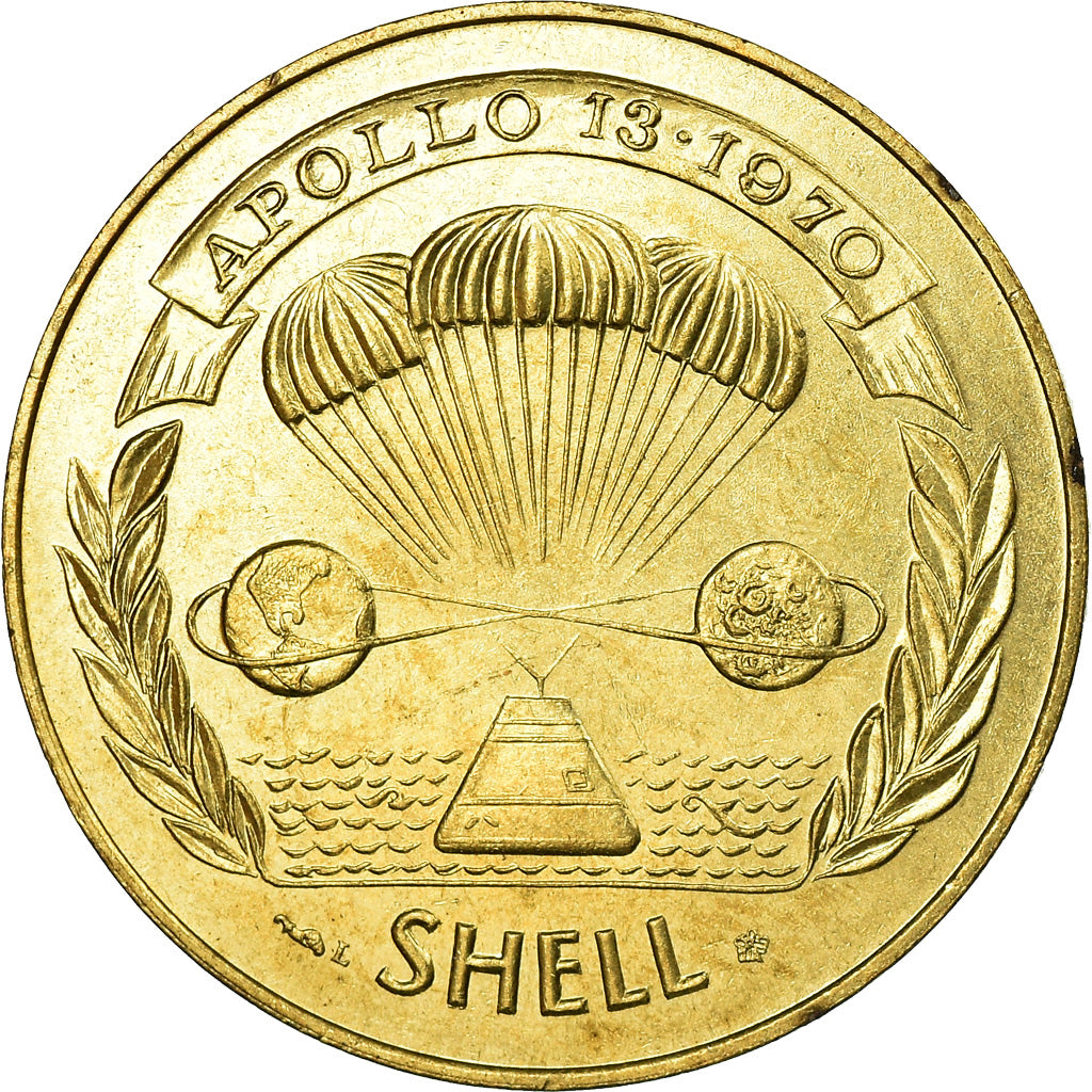 France, Token, Espace, Apollo 13, 1970, MS(63), Bronze-Aluminium
