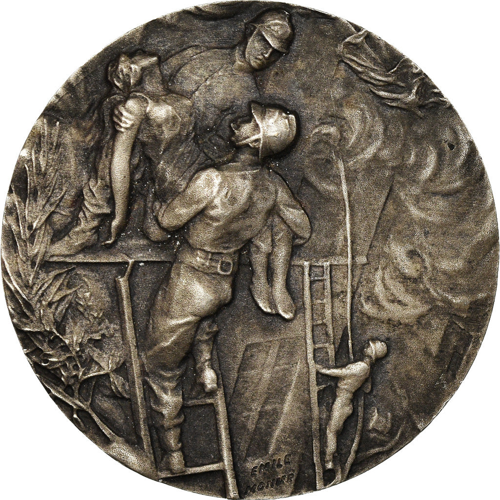 France, Medal, Les Sapeurs Pompiers de Paris., Monier, AU(55-58), Silvered
