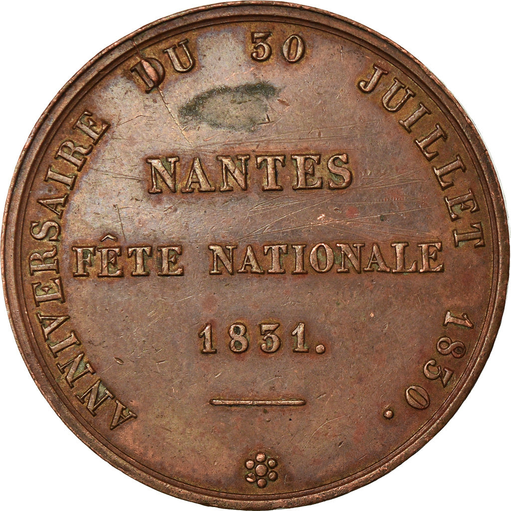 France, Jeton, Louis Philippe I, Union et Force, Fête Nationale, Nantes, 1831