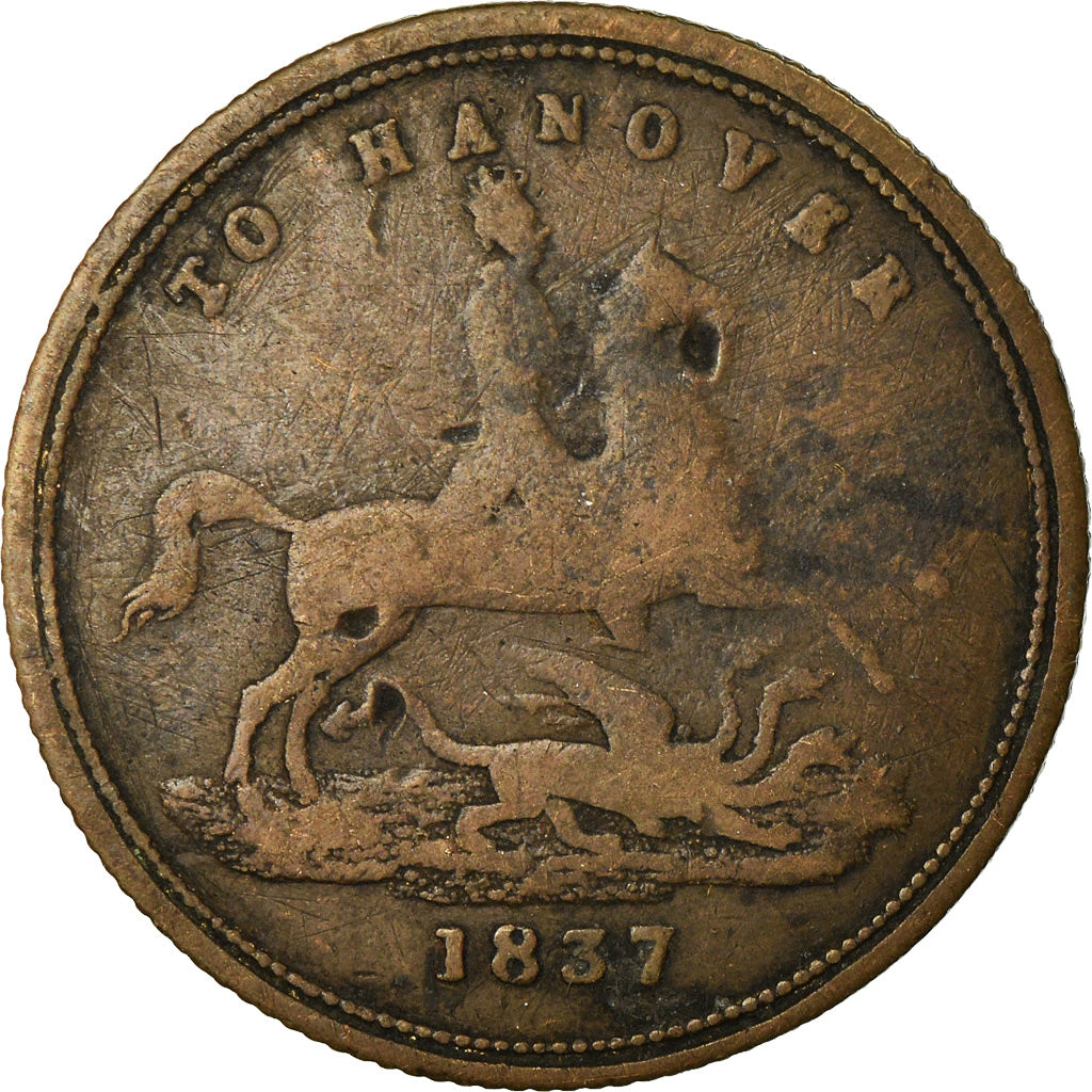 United Kingdom , Jeton, Game, Victoria Régina to Hanover, 1837, TB+, Cuivre