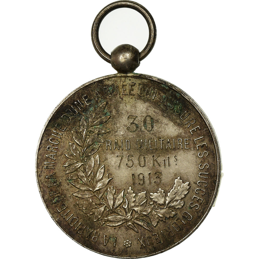Francia, Pour 30 Raids Militaires sur 750 Kms, medalla, 1913, Good Quality