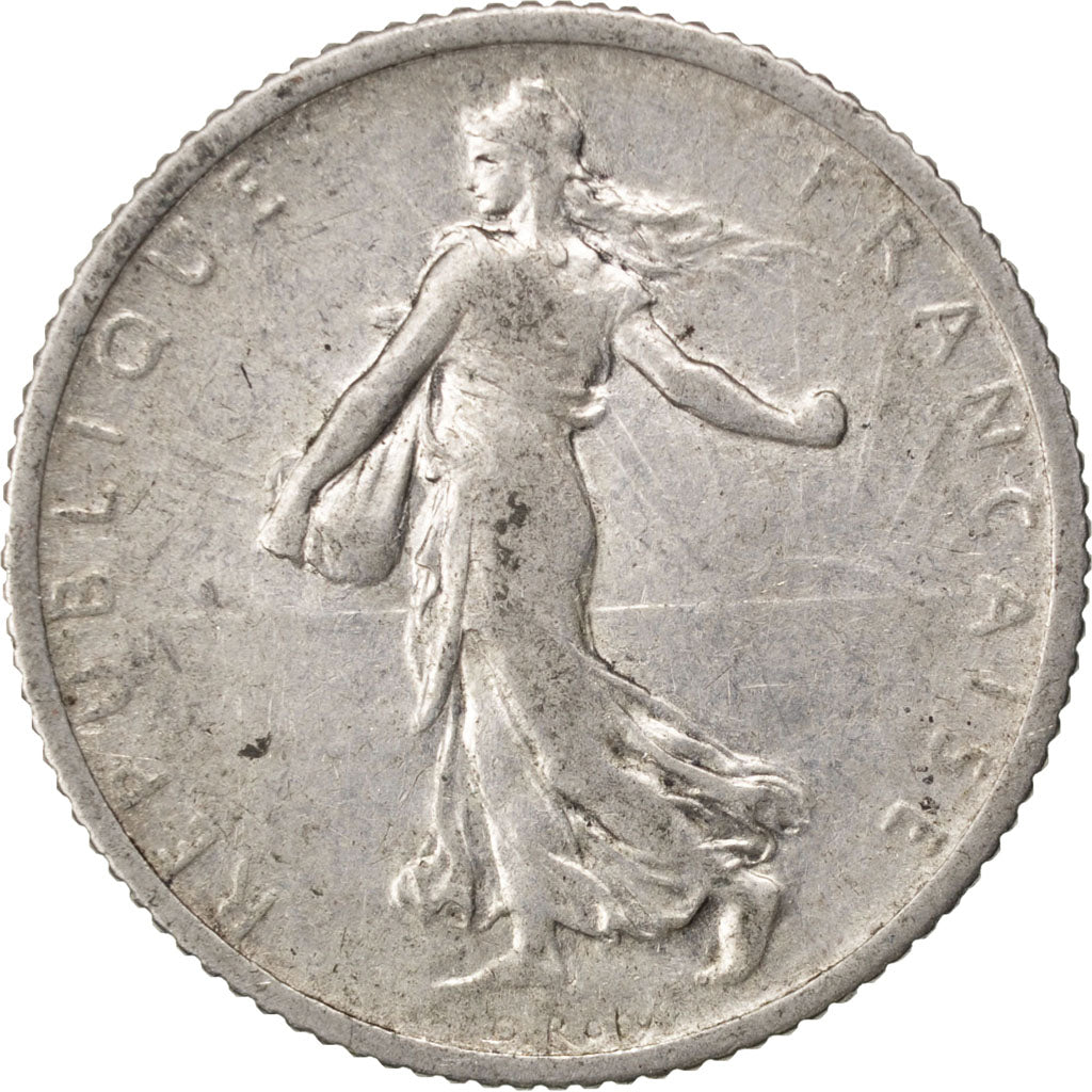 FRANCE, Semeuse, Franc, 1907, Paris, KM #844.1, VF(20-25), Silver, 23, Gadoury..
